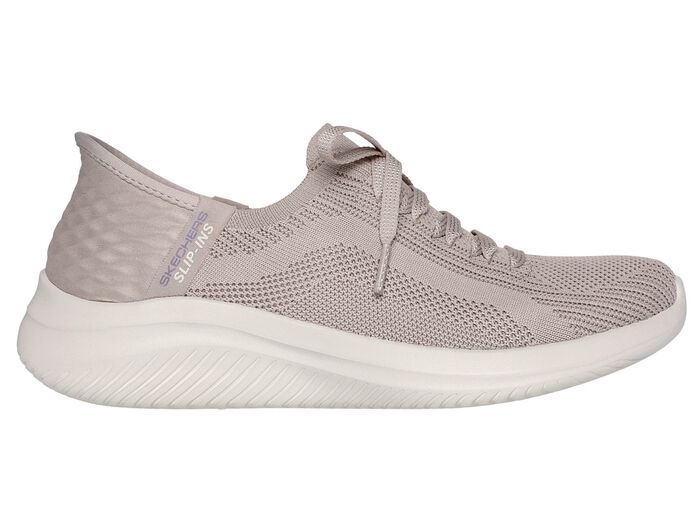 SKECHERS, sportiga damsneakers, med gjuten slip-in-h&auml;lplatta TAUPE